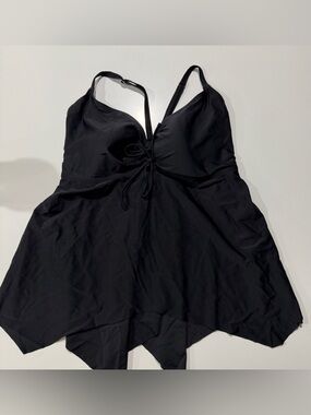 Swimsuits For All Black Tankini Top with Tie-Front